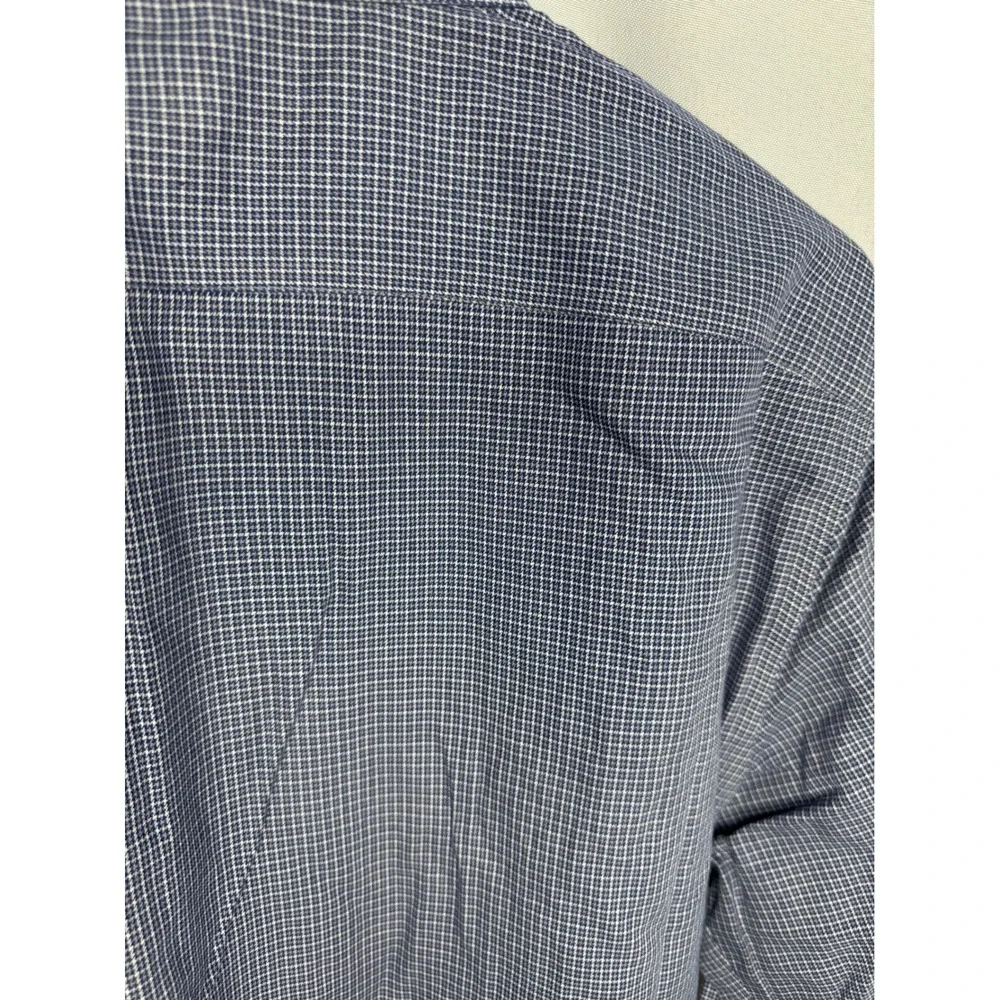 Banana Republic Mens Non-Iron Tailored Slim Fit Shirt Blue Houndstooth Medium